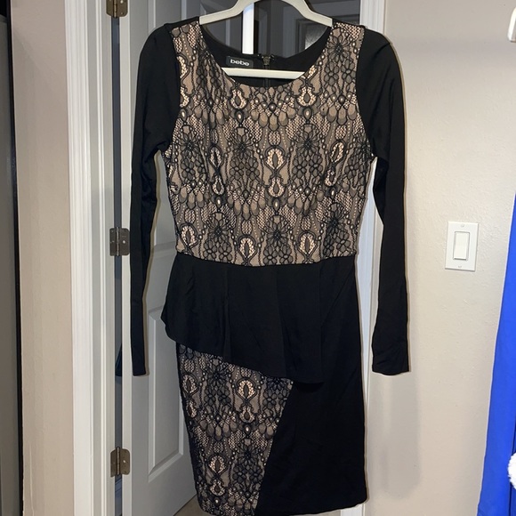 BEBE Black Lace Peplum Dress - Picture 3 of 5